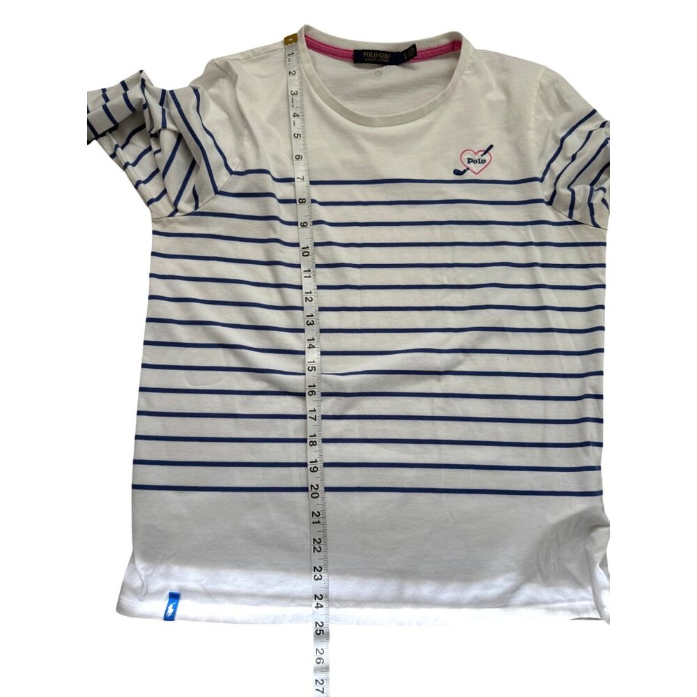 Polo Ralph Lauren Top Heart Polo Golf Striped Long Sleeve Tailored Fit Size L - Picture 7 of 9
